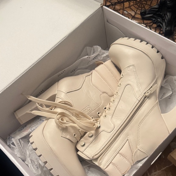 Elegant white Lace-Up High Heel Boots - Picture 2 of 6